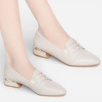 AtelierMocassin Fashion Breathable Comfortable Shallow Mouth Soft Leather Loafers Women Shoes 2025 Spring Square Heels Flats for Mom Driving