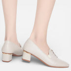 AtelierMocassin Fashion Breathable Comfortable Shallow Mouth Soft Leather Loafers Women Shoes 2025 Spring Square Heels Flats for Mom Driving