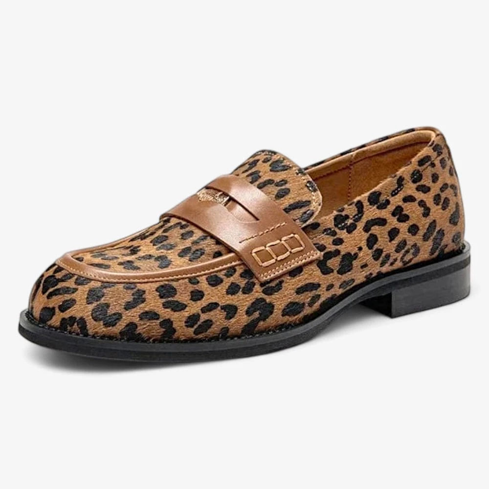 AtelierMocassin Léopard / 35 Mocassins Femme Compensés en Cuir Léopard