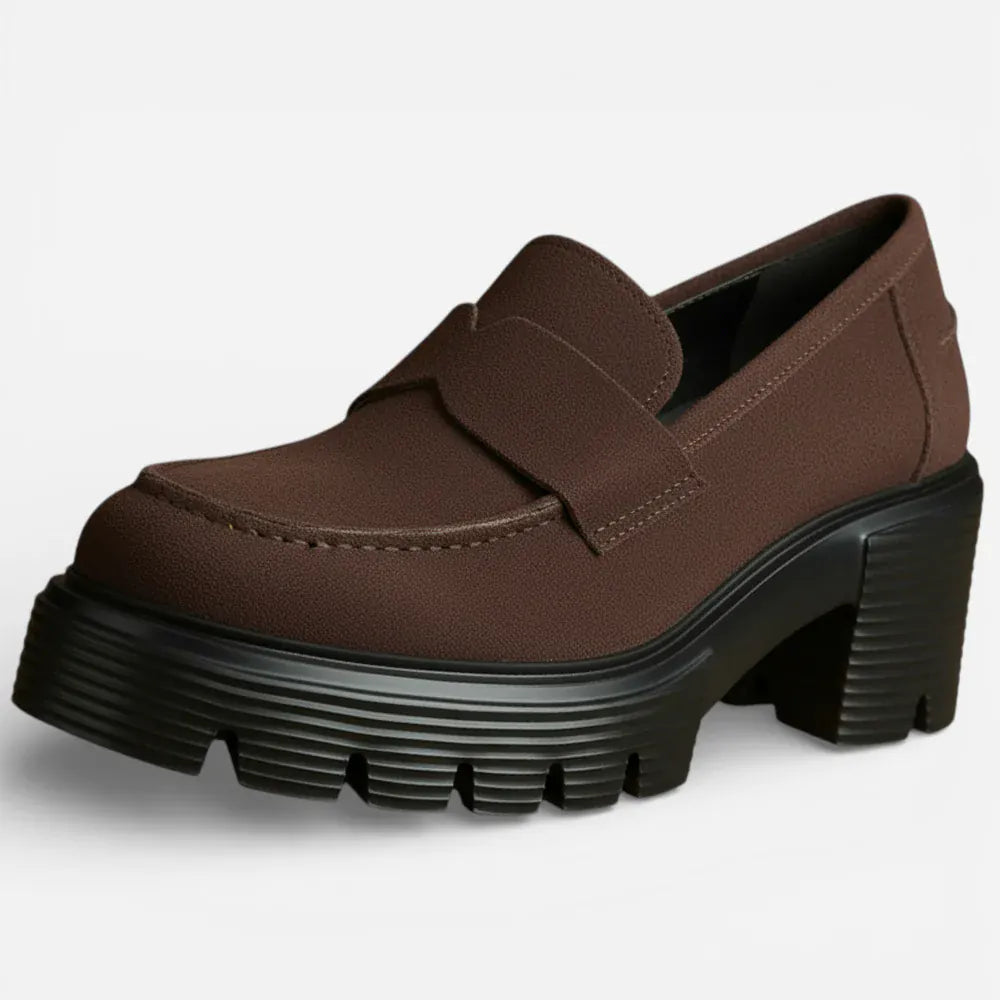 AtelierMocassin Marron / 35 Mocassins Femme en Cuir Marron à Talon Plateforme