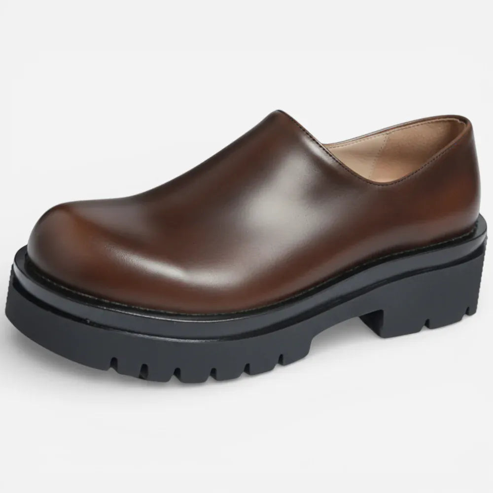 AtelierMocassin Marron / 38 Mocassins Homme en Cuir Marron Plateforme Slip-On