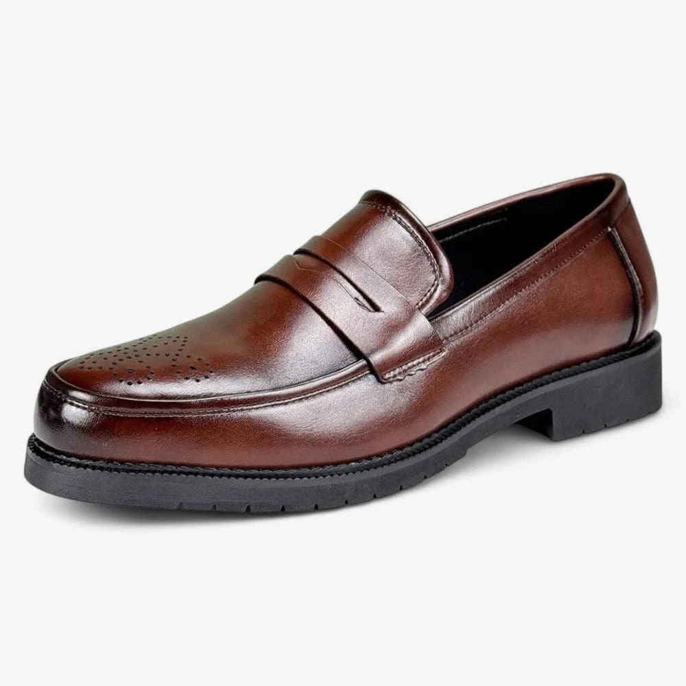 AtelierMocassin Marron / 38 Mocassins Homme en Cuir Vernis Marron Penny Loafer
