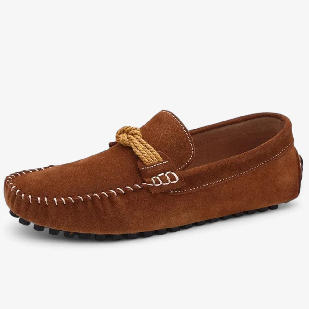 AtelierMocassin Marron / 38 Mocassins Homme en Daim Marron avec Cordon Décoratif