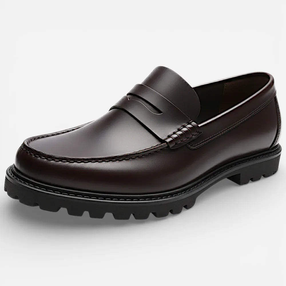 AtelierMocassin Marron / 39 Mocassins Homme en Cuir Marron Penny Loafer Slip-On