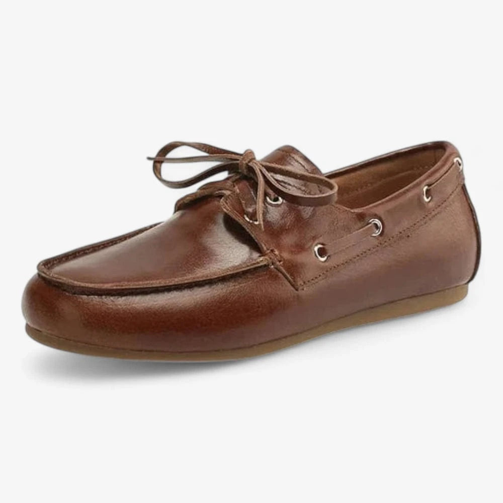 AtelierMocassin Marron Clair / 36 Mocassins Bateau Femme en Cuir Marron Clair