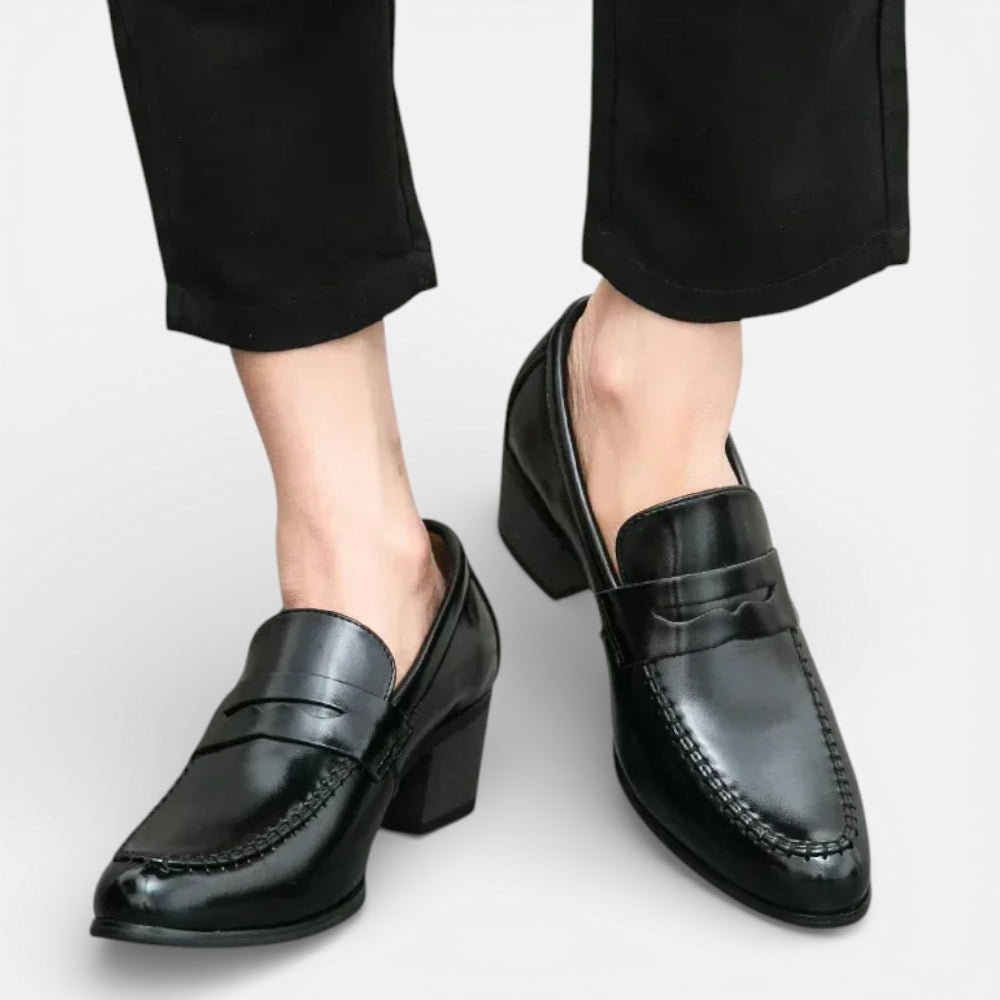 Mocassins Noirs Homme à Talon