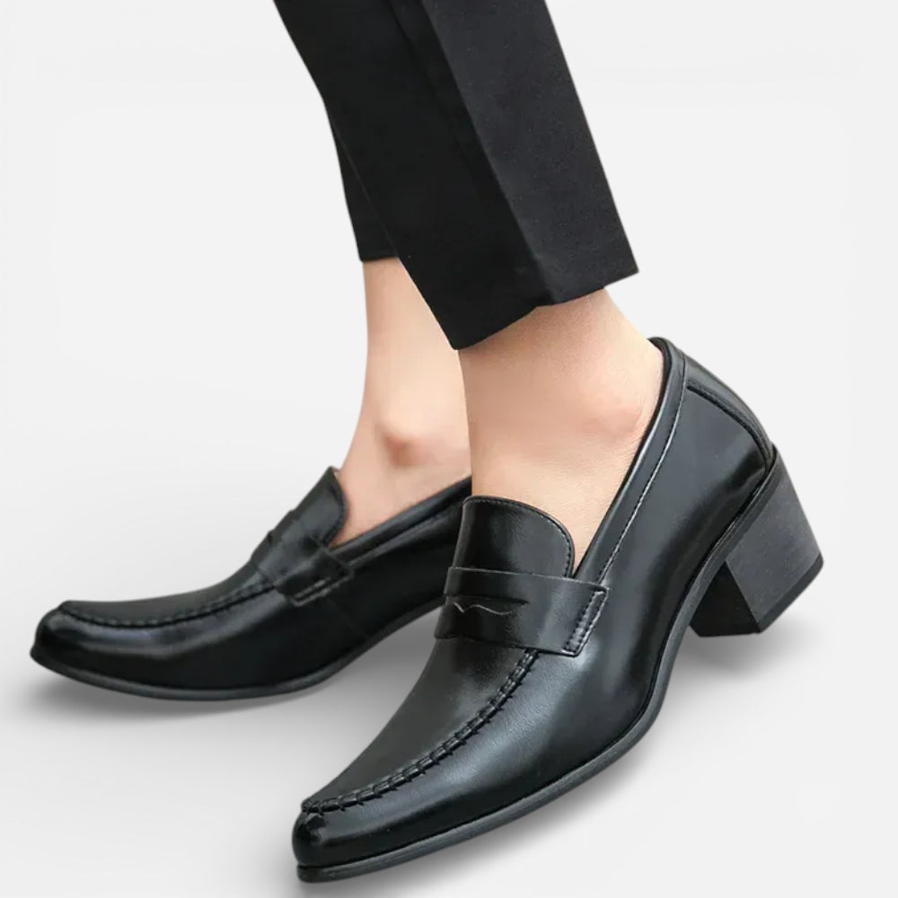 Mocassins Noirs Homme à Talon