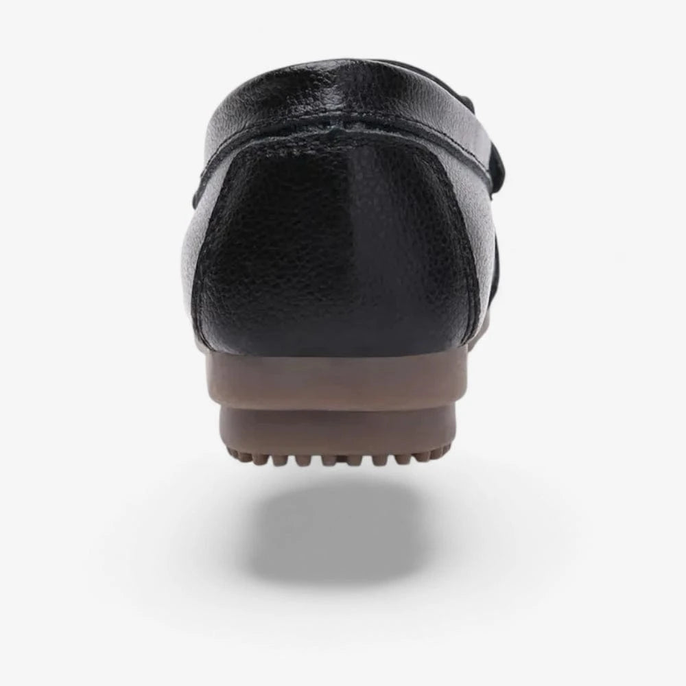 AtelierMocassin Mocassin Femme en Cuir Noir à Barrette Métallique