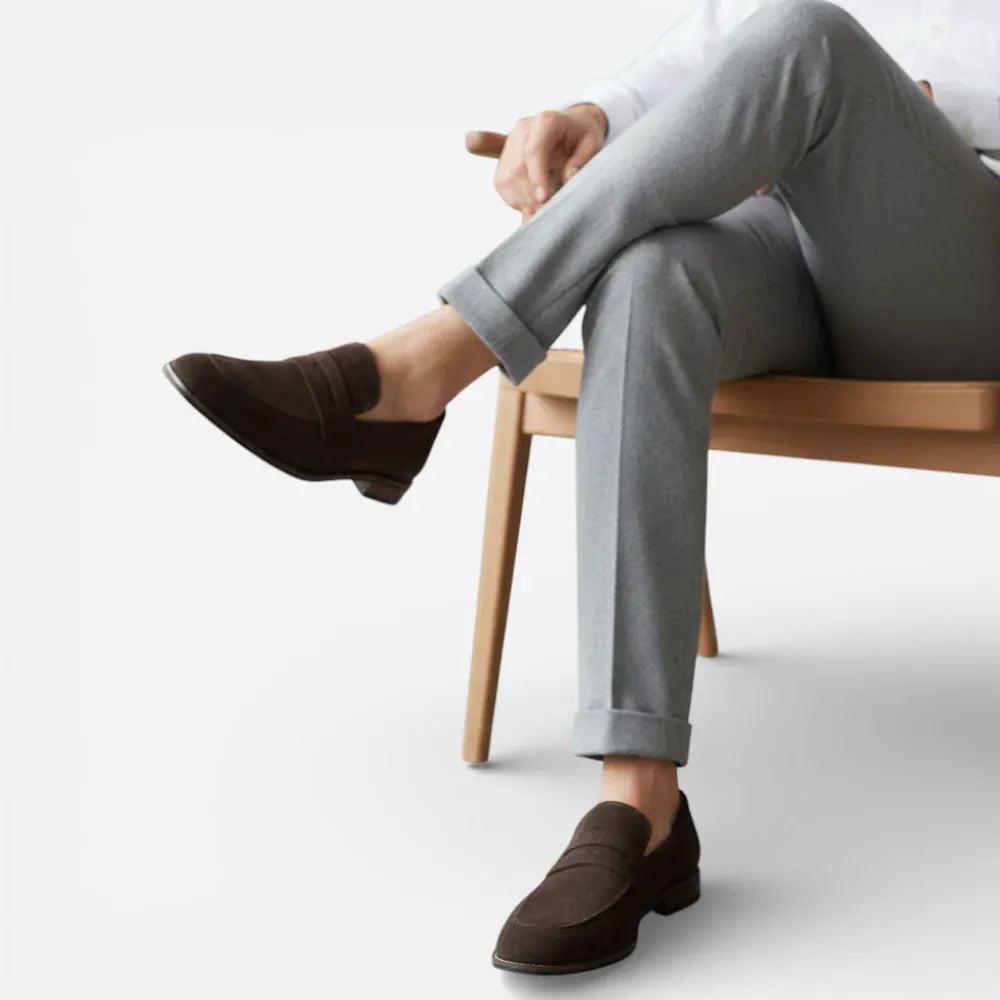 AtelierMocassin Mocassin Homme en Daim & Cuir Marron