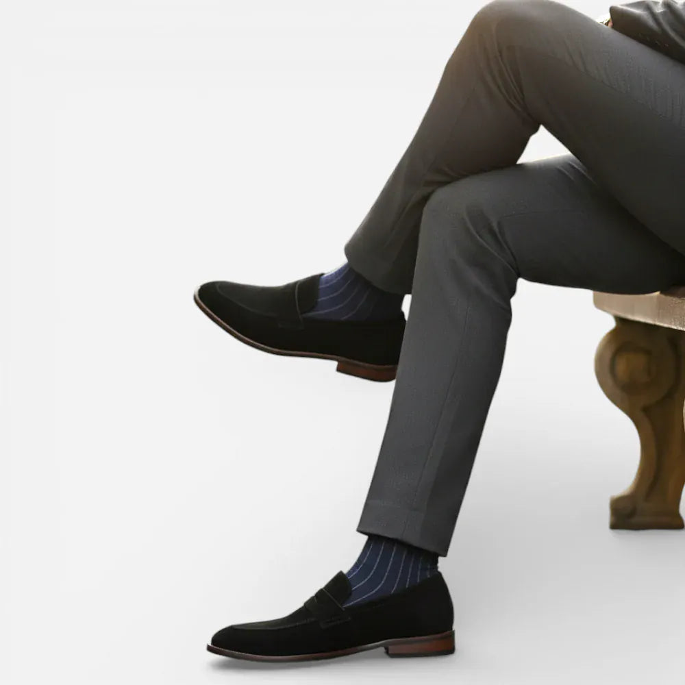 AtelierMocassin Mocassin Homme en Daim & Cuir Noir