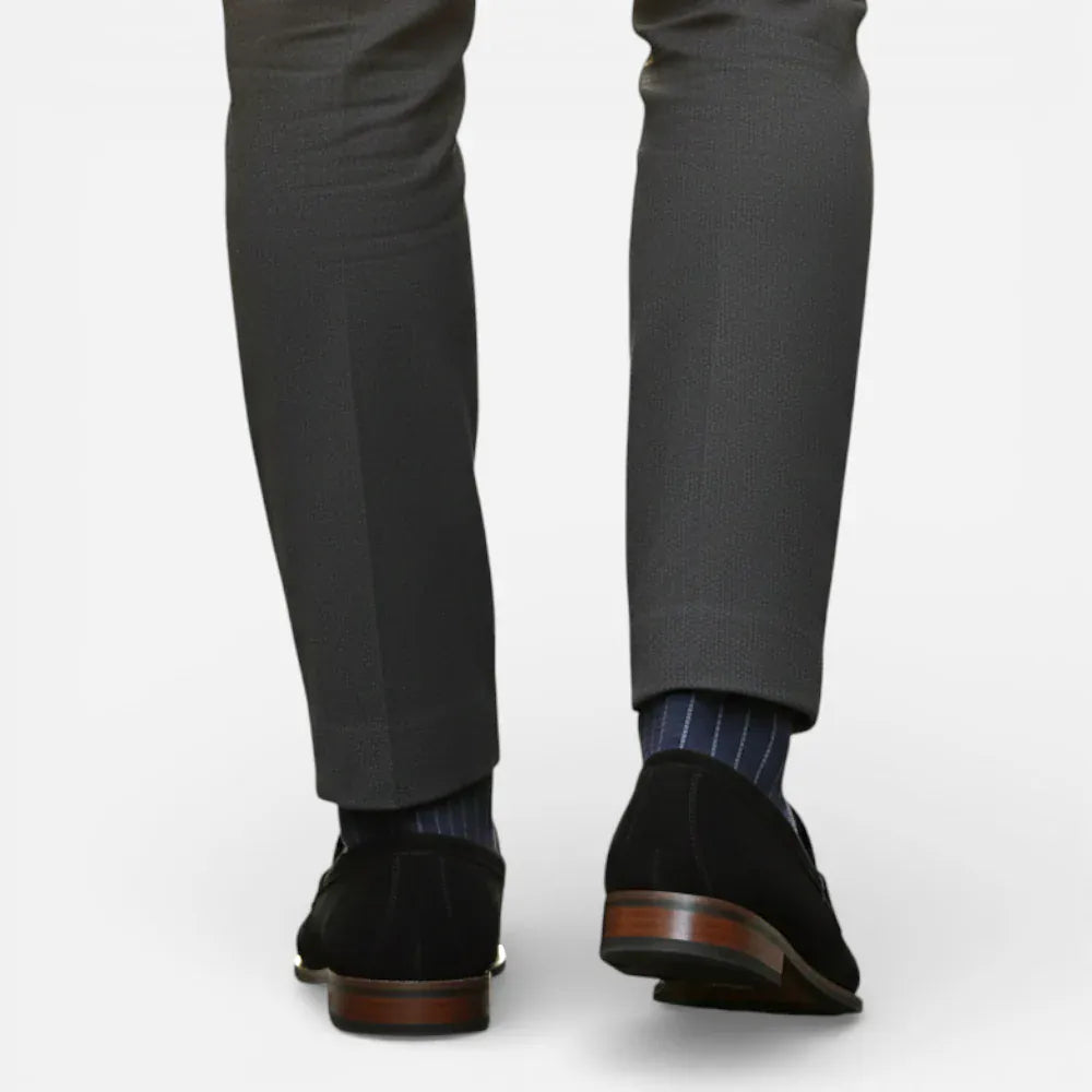 AtelierMocassin Mocassin Homme en Daim & Cuir Noir