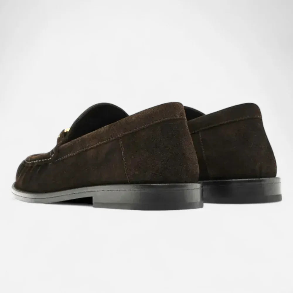 AtelierMocassin Mocassins à Barrette Femme en Cuir & Daim Marron