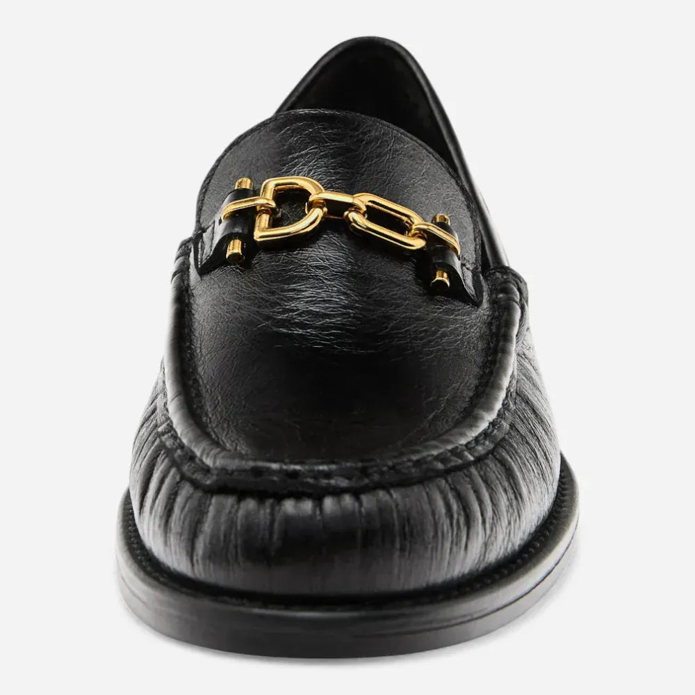 AtelierMocassin Mocassins à Barrette Femme en Cuir & Daim Noirs