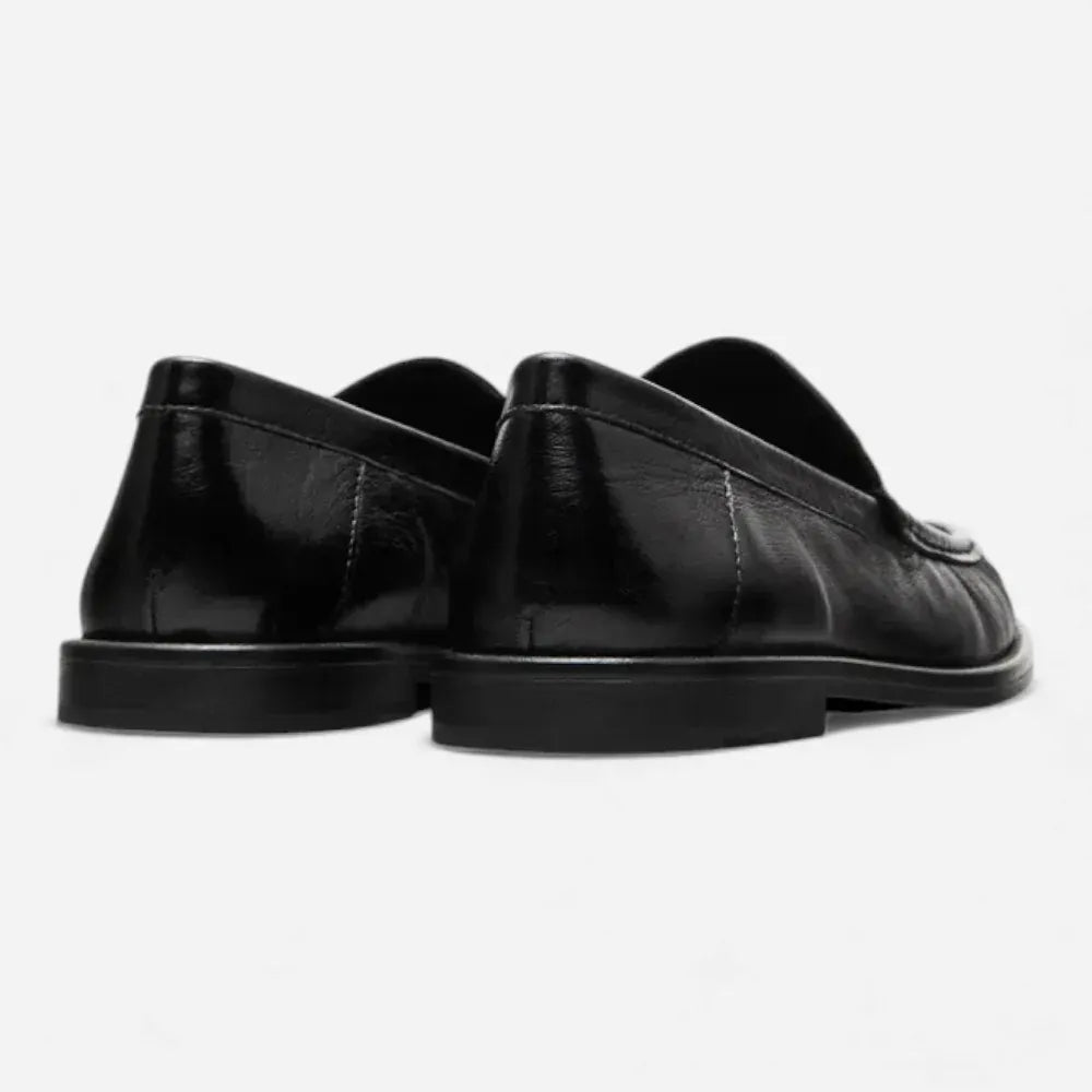 AtelierMocassin Mocassins à Barrette Femme en Cuir & Daim Noirs