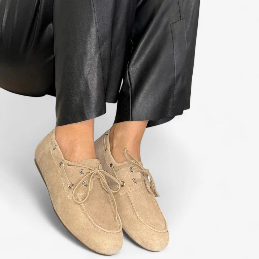 AtelierMocassin Mocassins Bateau Femme en Cuir Beige