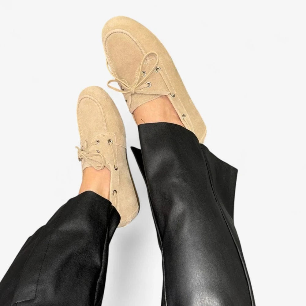 AtelierMocassin Mocassins Bateau Femme en Cuir Beige