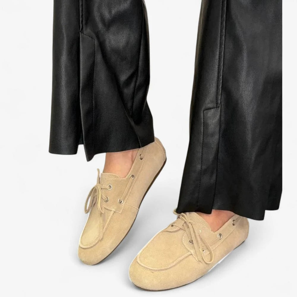 AtelierMocassin Mocassins Bateau Femme en Cuir Beige