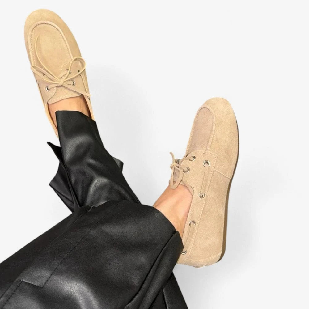 AtelierMocassin Mocassins Bateau Femme en Cuir Beige