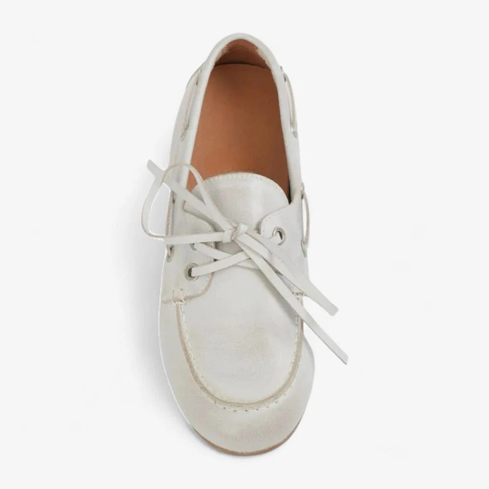AtelierMocassin Mocassins Bateau Femme en Cuir Blanc