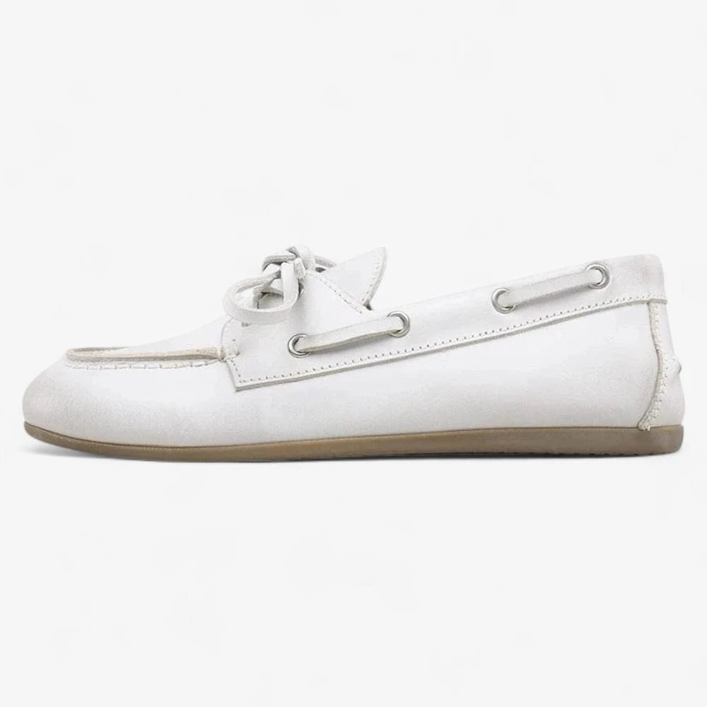 AtelierMocassin Mocassins Bateau Femme en Cuir Blanc