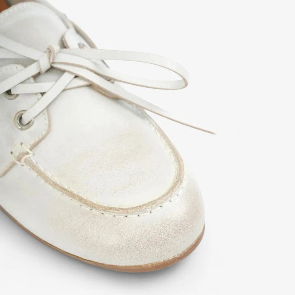 AtelierMocassin Mocassins Bateau Femme en Cuir Blanc