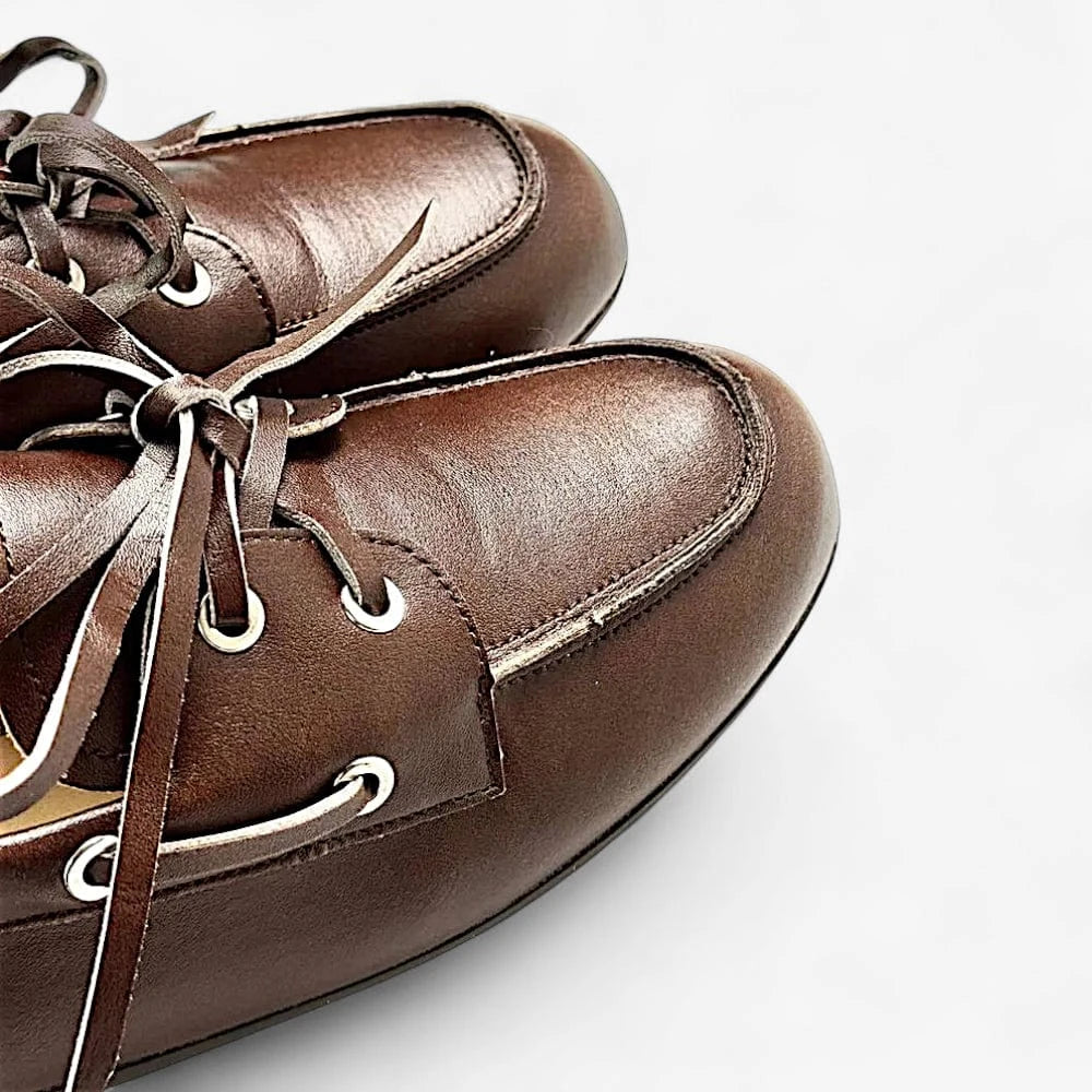 AtelierMocassin Mocassins Bateau Femme en Cuir Marron