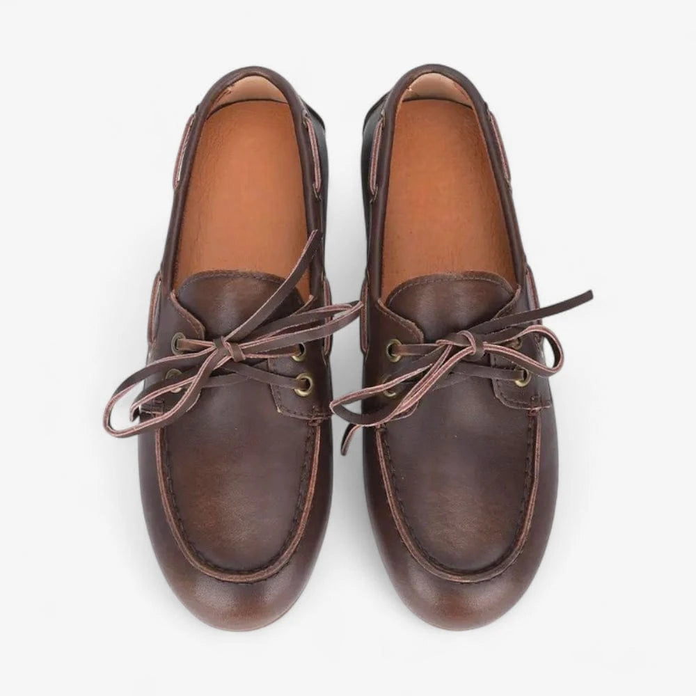 AtelierMocassin Mocassins Bateau Femme en Cuir Marron