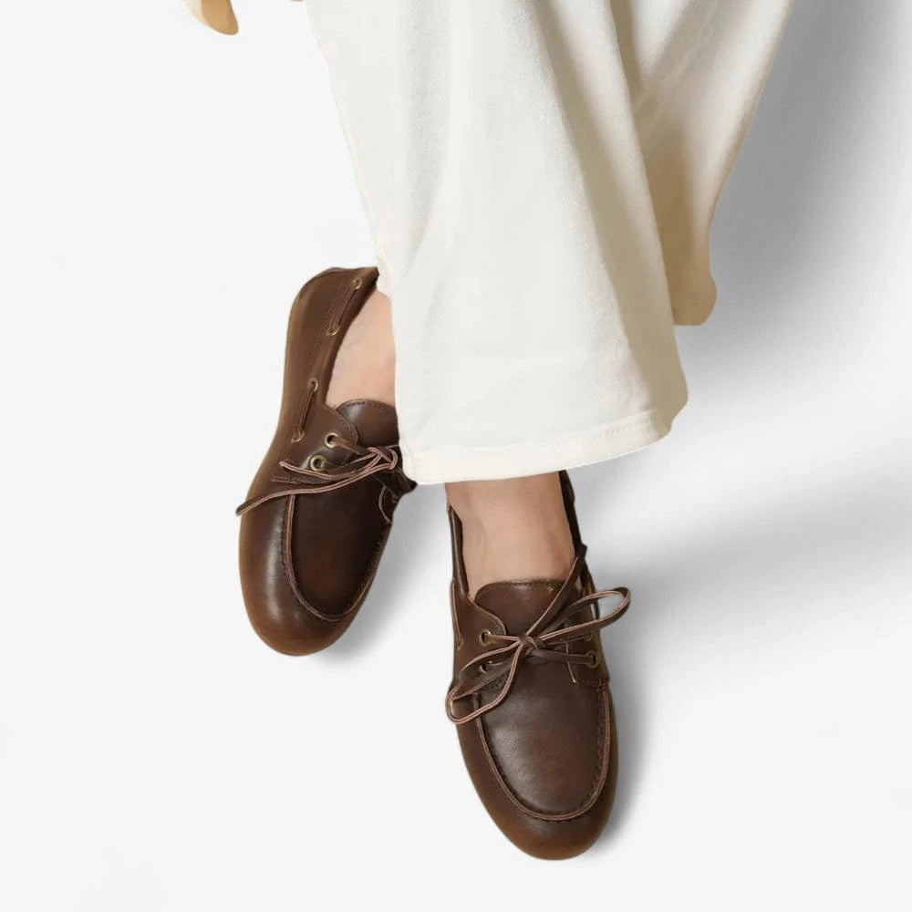 AtelierMocassin Mocassins Bateau Femme en Cuir Marron