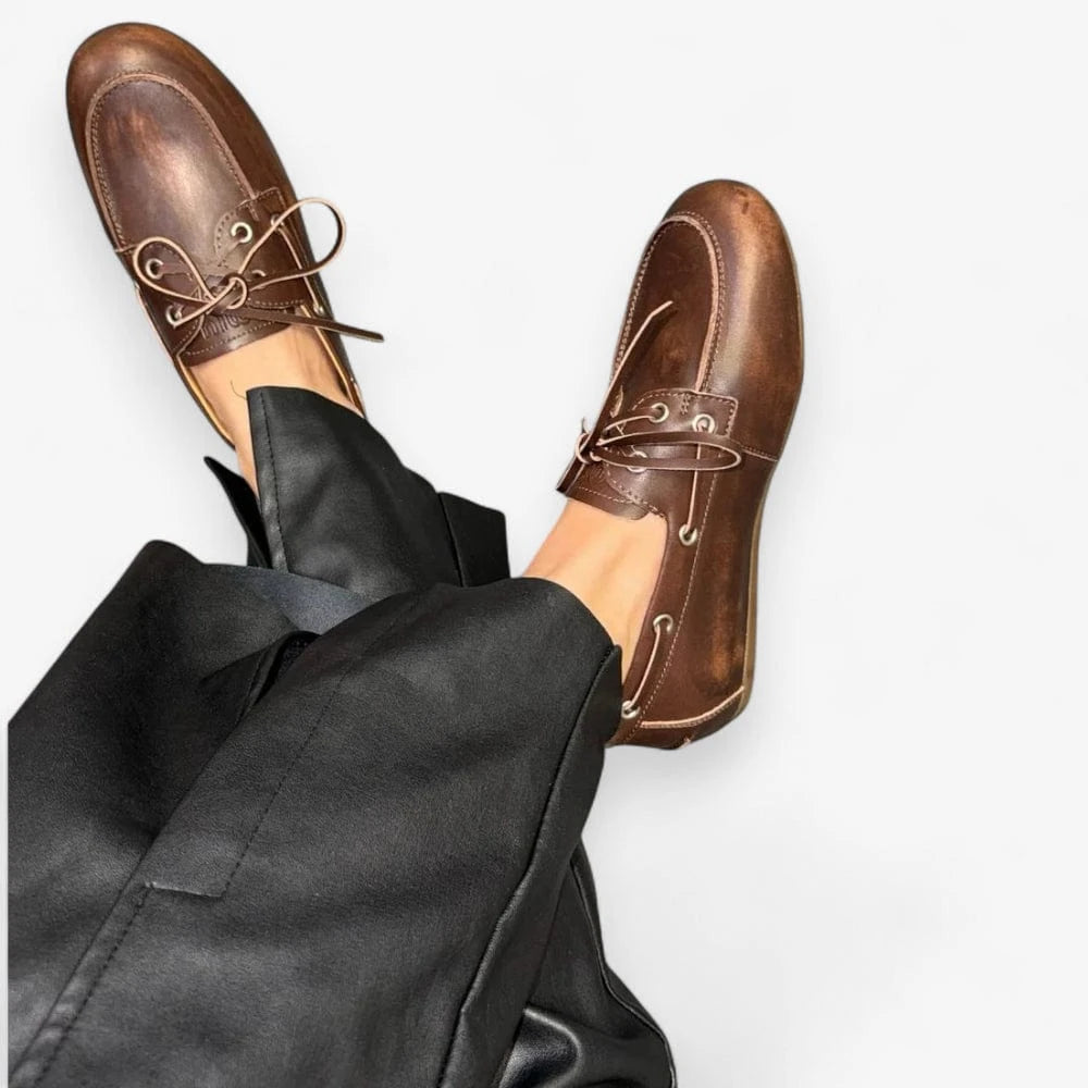 AtelierMocassin Mocassins Bateau Femme en Cuir Marron Clair