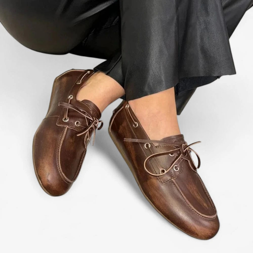 AtelierMocassin Mocassins Bateau Femme en Cuir Marron Clair