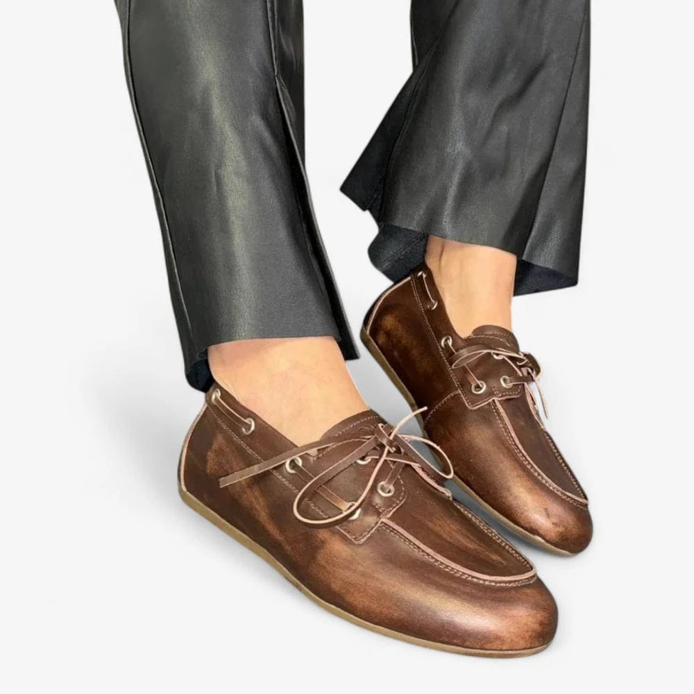 AtelierMocassin Mocassins Bateau Femme en Cuir Marron Clair
