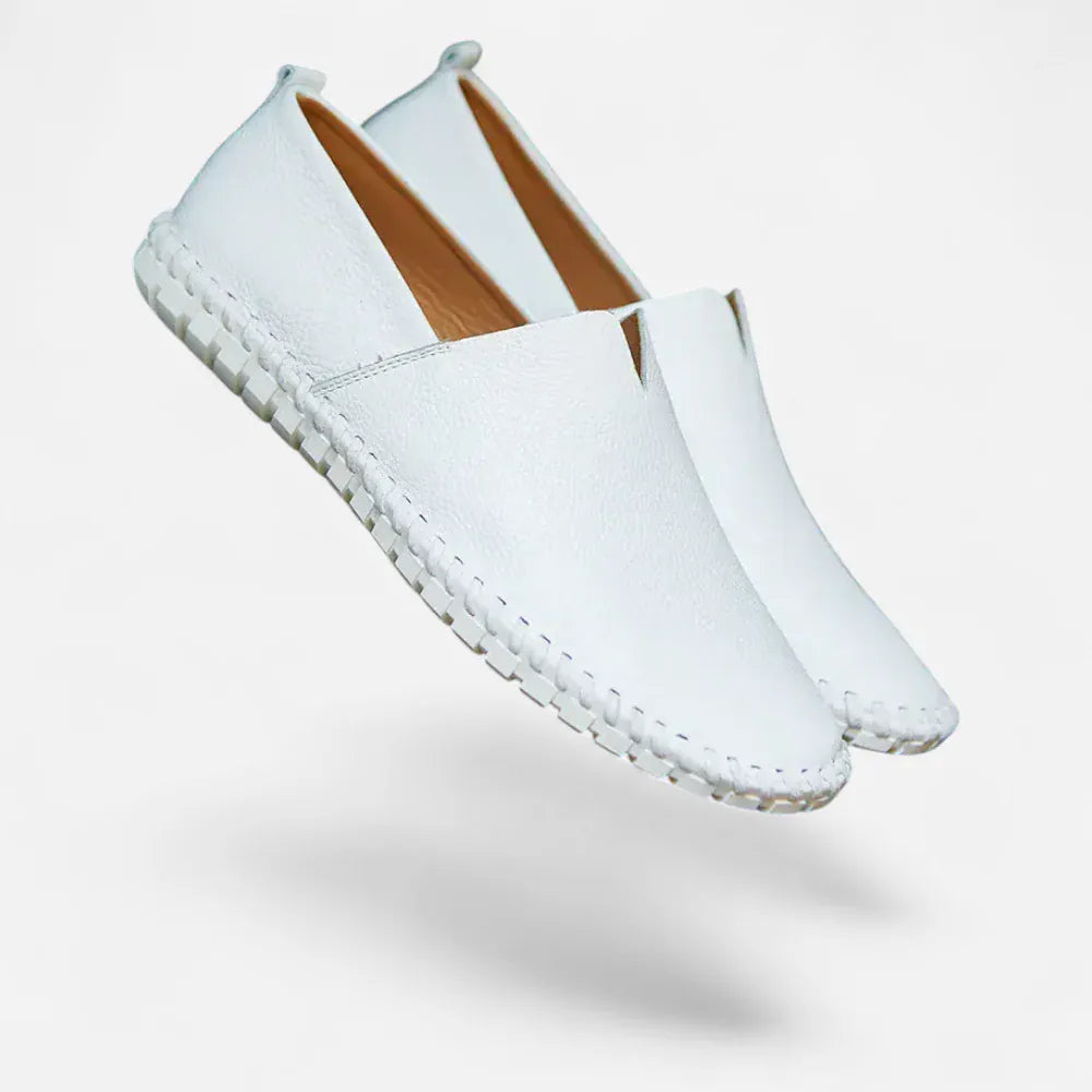 AtelierMocassin Mocassins Décontractés Homme en Cuir Blanc Souple