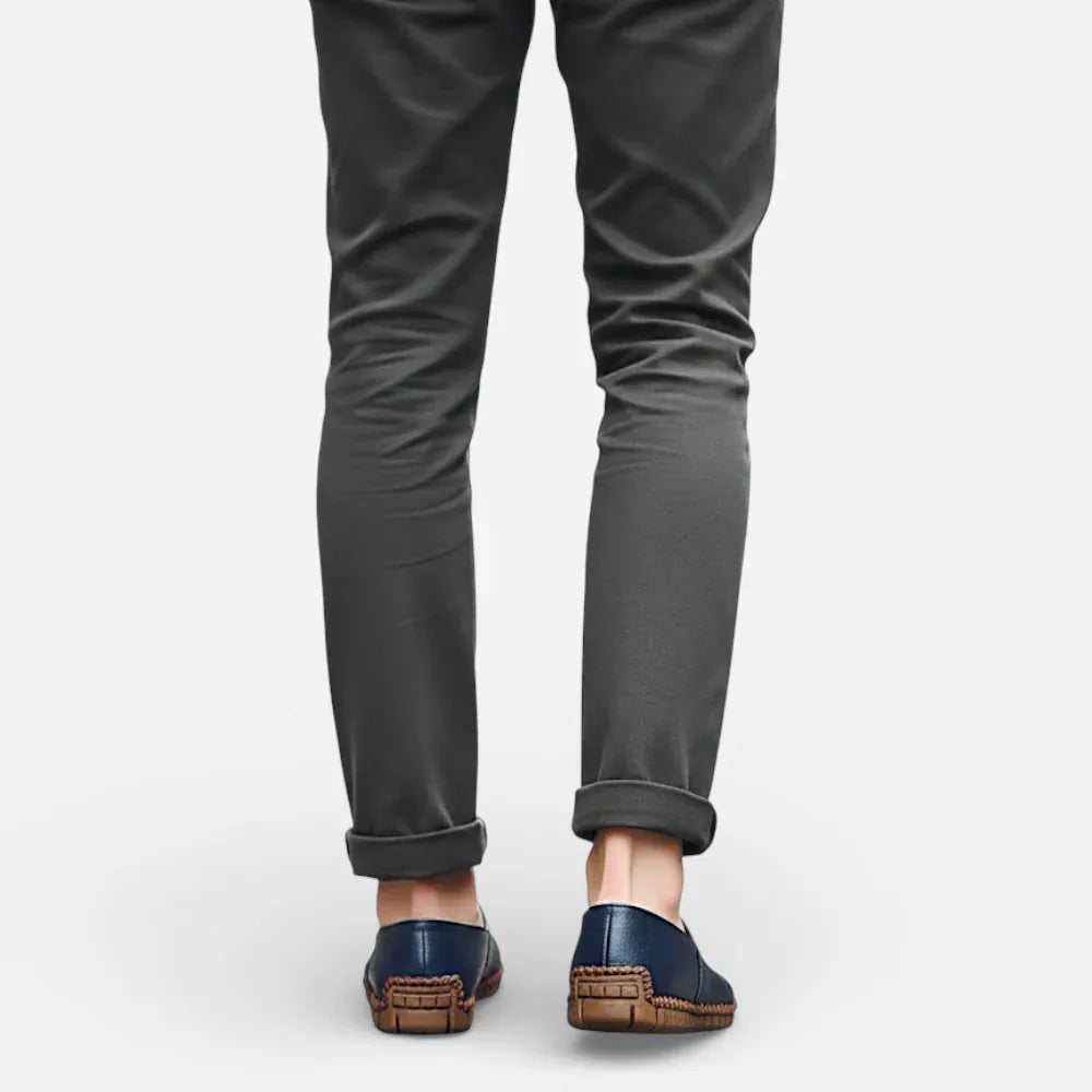 AtelierMocassin Mocassins Décontractés Homme en Cuir Bleu Marine Souple