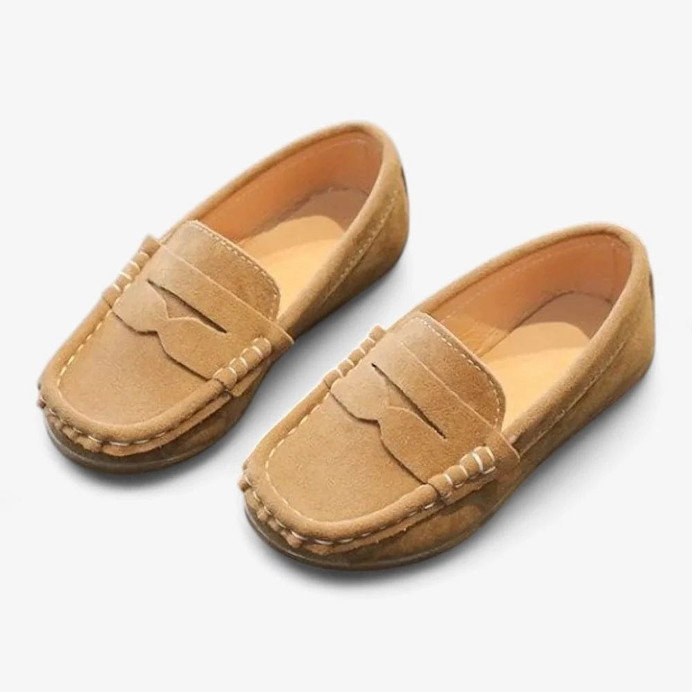 AtelierMocassin Mocassins en Cuir Marron Antidérapants pour Enfant