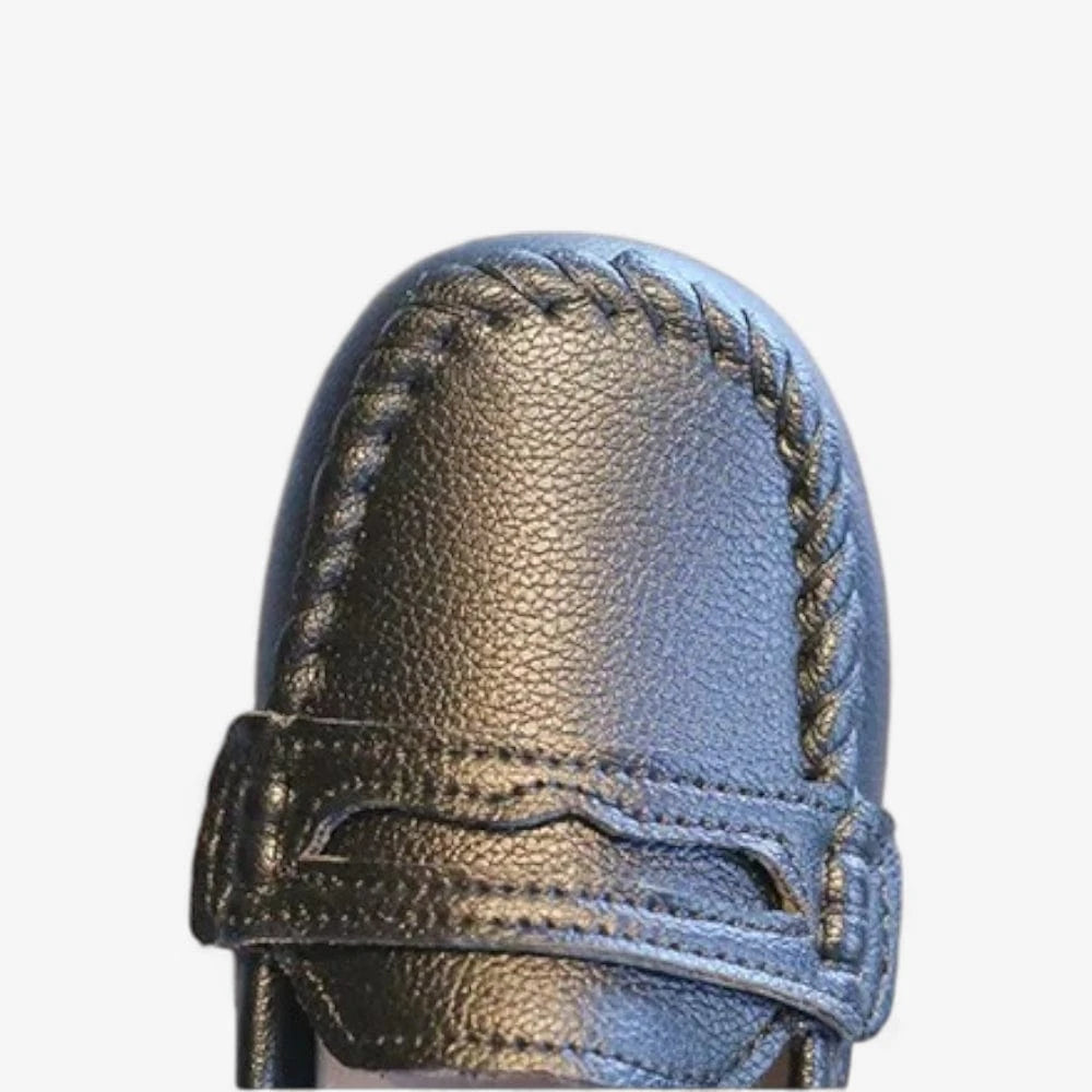 AtelierMocassin Mocassins en Cuir Noir Antidérapants pour Enfant