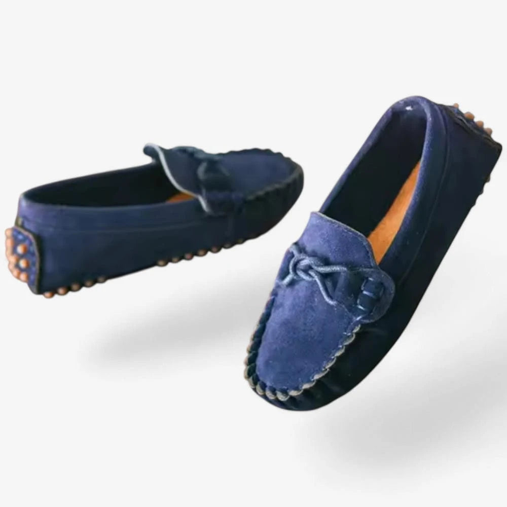 AtelierMocassin Mocassins Enfant en Cuir Bleu Marine Souple