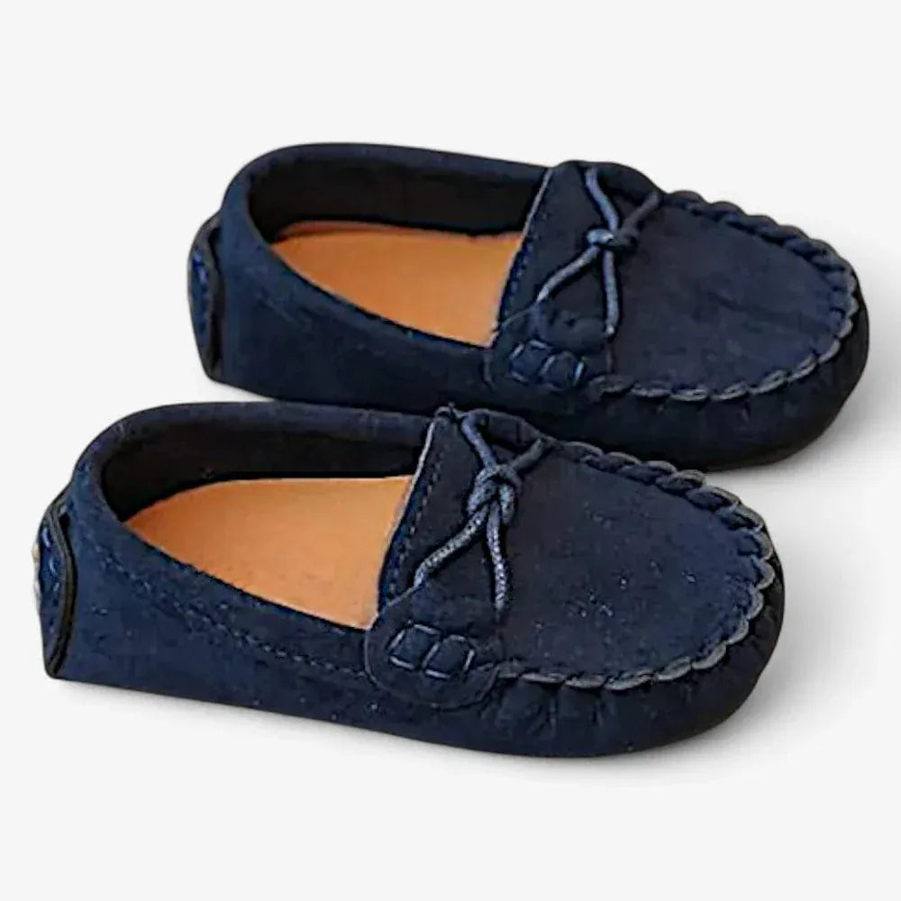 AtelierMocassin Mocassins Enfant en Cuir Bleu Marine Souple