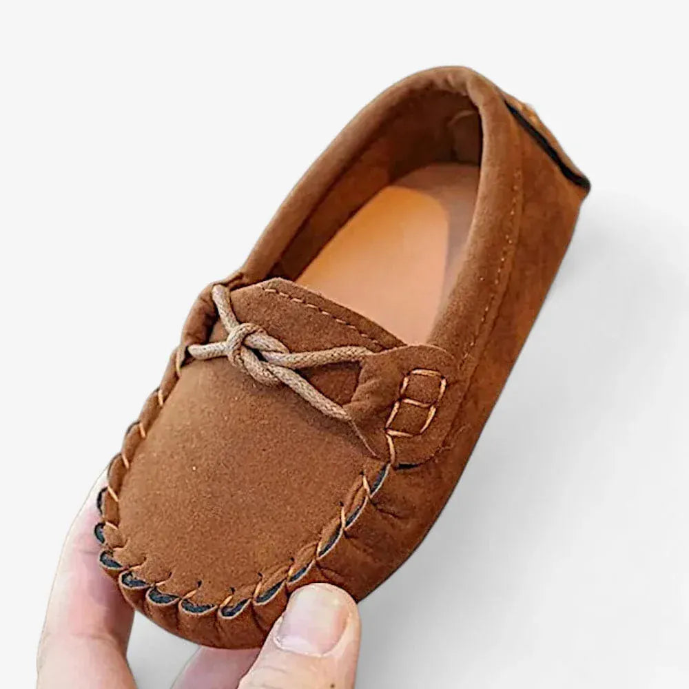 AtelierMocassin Mocassins Enfant en Cuir Marron Souple