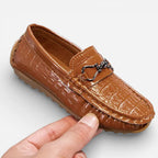 AtelierMocassin Mocassins Enfant en Cuir Marron Verni