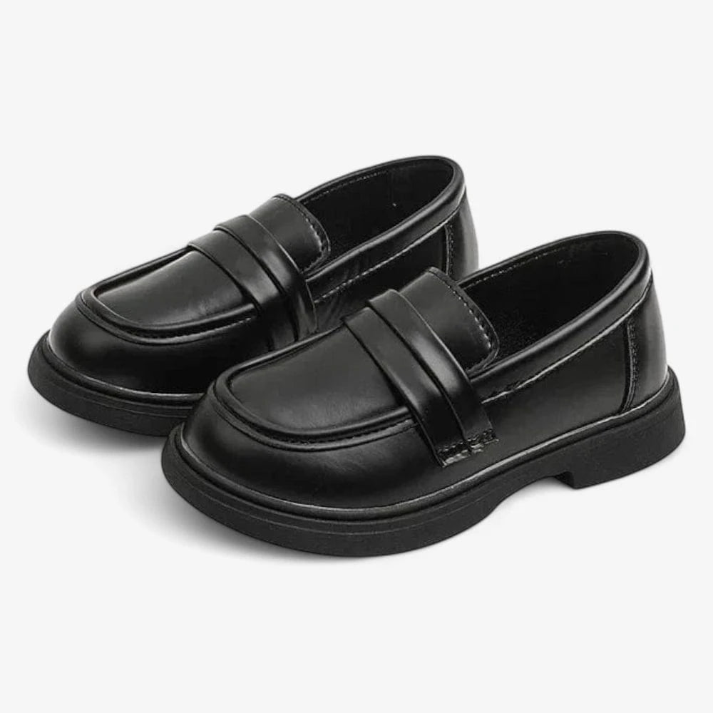 AtelierMocassin Mocassins Enfant en Cuir Noir Penny Loafer