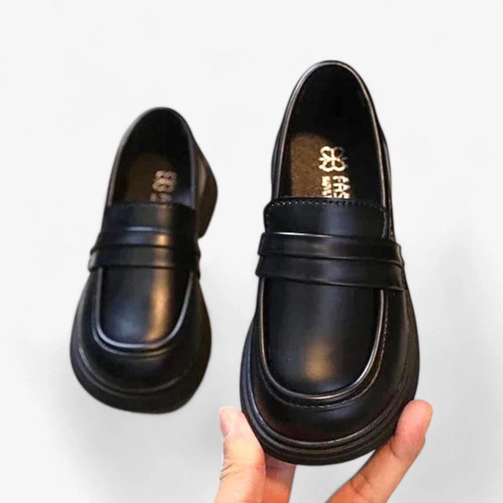 AtelierMocassin Mocassins Enfant en Cuir Noir Penny Loafer