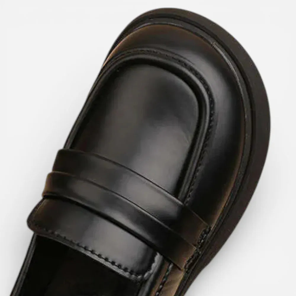 AtelierMocassin Mocassins Enfant en Cuir Noir Penny Loafer