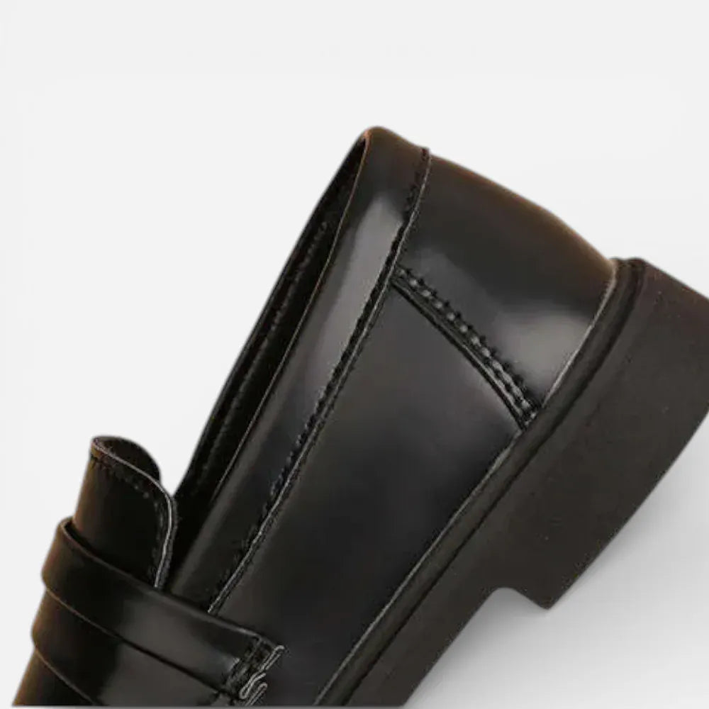 AtelierMocassin Mocassins Enfant en Cuir Noir Penny Loafer