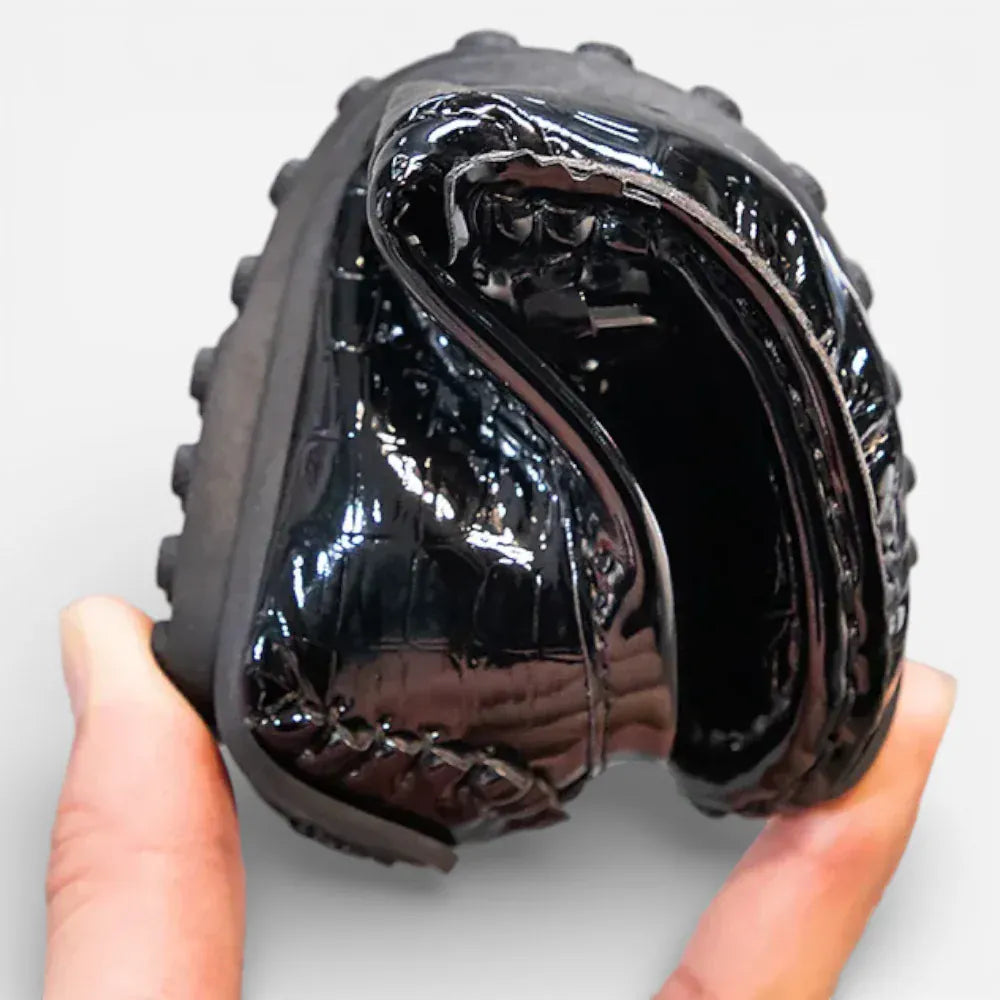 AtelierMocassin Mocassins Enfant en Cuir Noir Verni