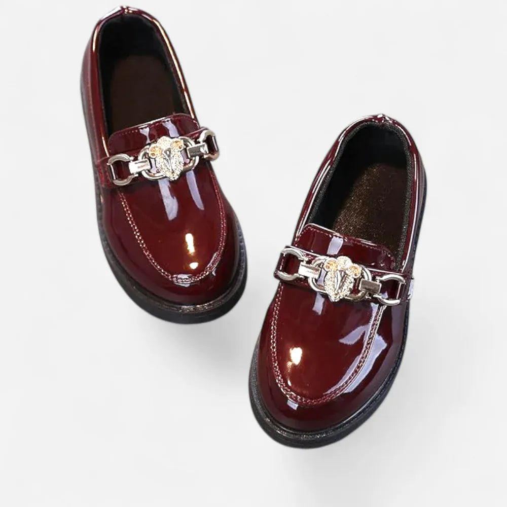 AtelierMocassin Mocassins Enfant en Cuir Verni Bordeaux