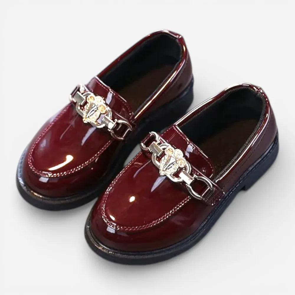 AtelierMocassin Mocassins Enfant en Cuir Verni Bordeaux
