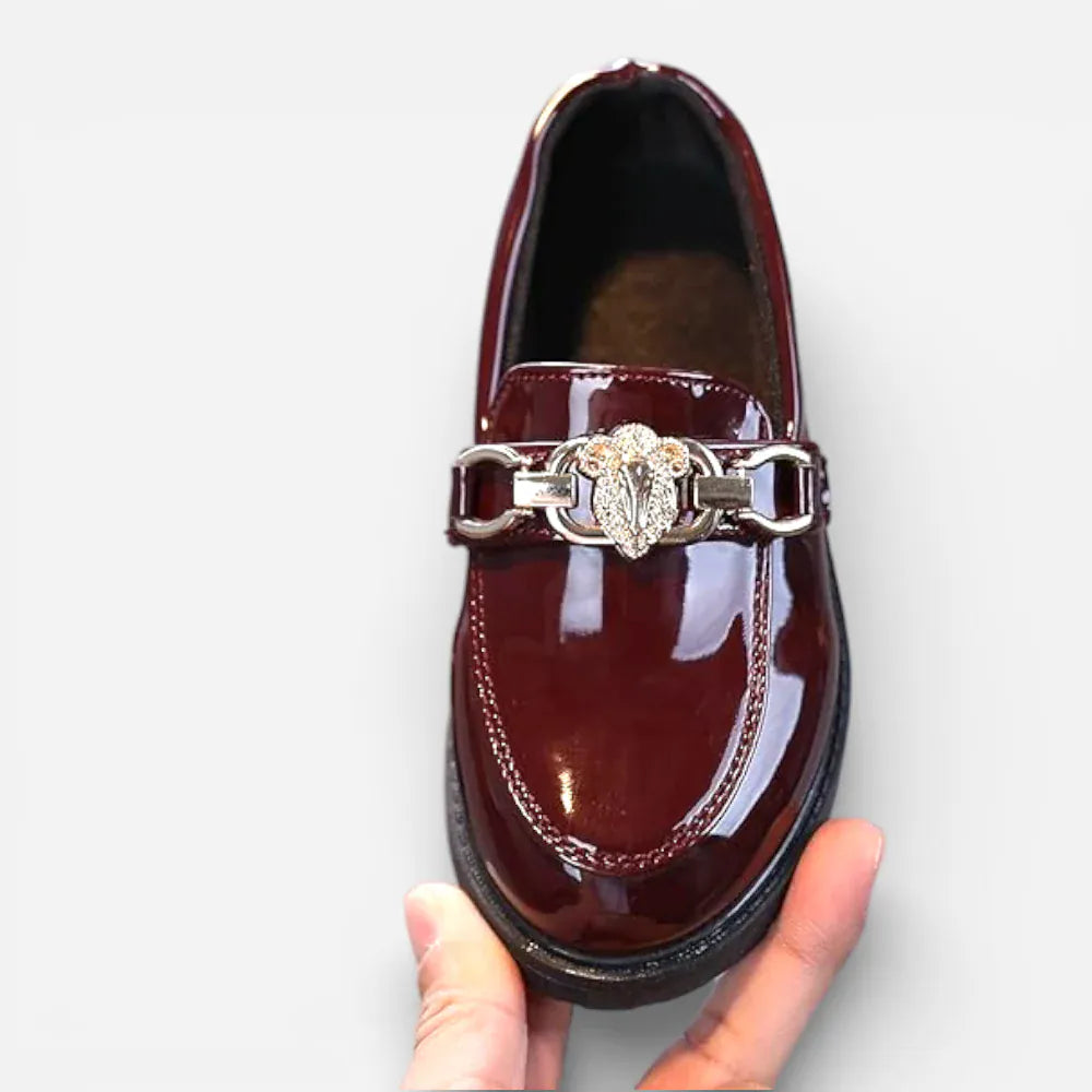 AtelierMocassin Mocassins Enfant en Cuir Verni Bordeaux