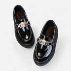 AtelierMocassin Mocassins Enfant en Cuir Verni Noir