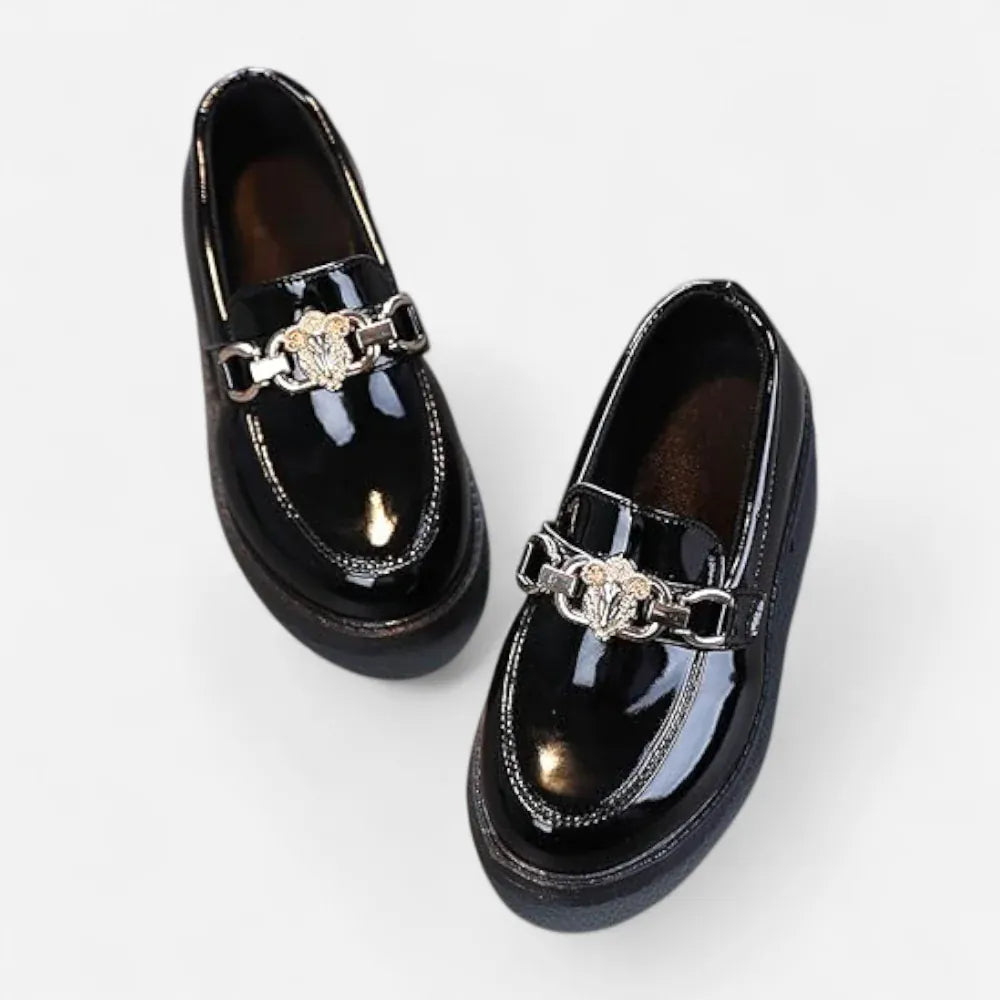 AtelierMocassin Mocassins Enfant en Cuir Verni Noir