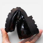 AtelierMocassin Mocassins Enfant en Cuir Verni Noir